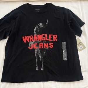 Wrangler Black Tee with Red Wrangler Jeans Graphic
